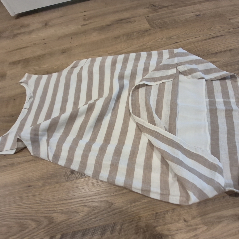 Beachlunchlounge Striped Shift Dress Womens XL Linen Blend Lined - Picture 4 of 9